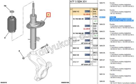 Ön Sol Amortisör P207SW P207RC 1.6HDİ Euro4 1.6THP 175HP