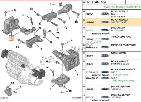 TAKOZ MOTOR UST R 1.6HDİ Euro4 P207 P2081 P301 P20081