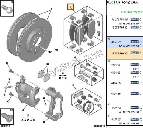 Fren Balatası Ön P207 C32