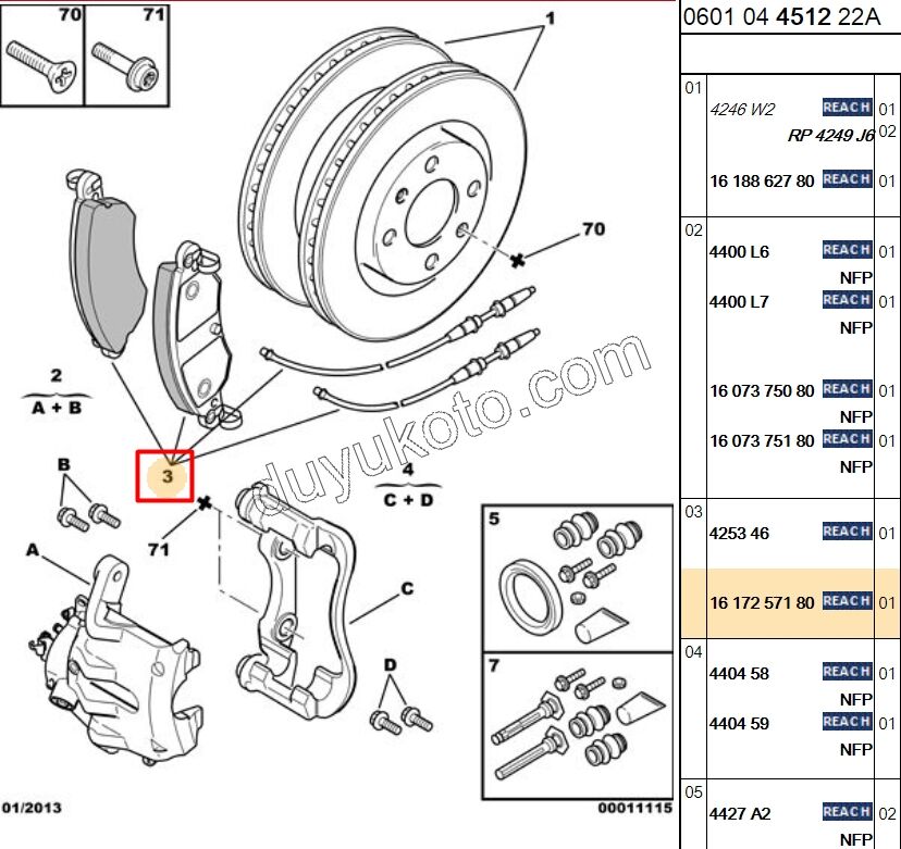 Fren Balatası Ön C51 C52 1.6HDİ Euro4 EW10 DW10