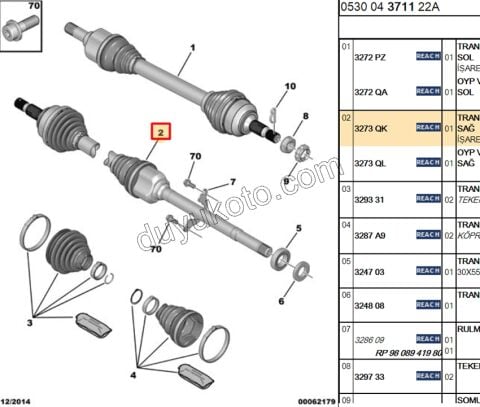 Aks Mili Sağ MCP 1.6HDİ Euro4 P3081 P30081 P50081