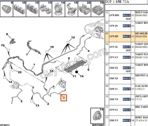 Yakıt Geri Dönüş Kemik Hortum P407 2.0HDI 8V 16V