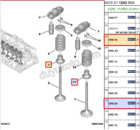 KECE SUBAP 8V / 16V SAPKALI 1.4HDİ Euro4 02/11 1.4HDİ Euro5 12/16 1.6HDİ Euro5/Euro6 C