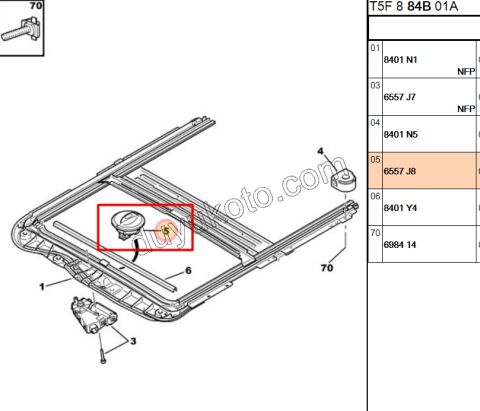 Cam Tavan Açma Anahtarı P307 6PIN