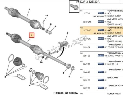 Aks Mili Sağ DW10 16V P407