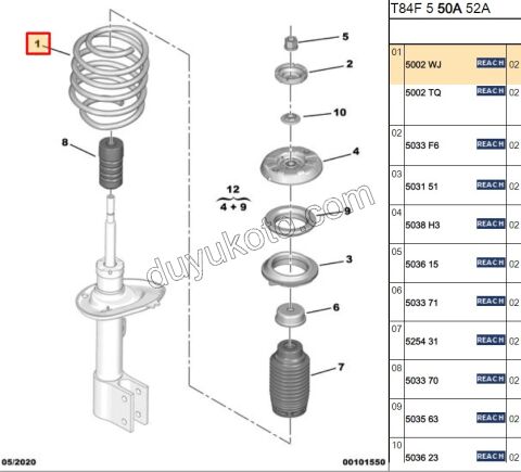 Ön Helezon P3081 P30081 P50081 1.6HDİ Euro6