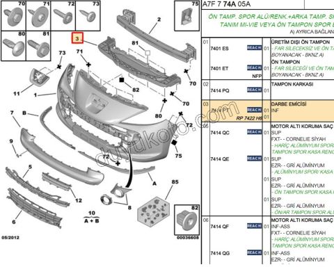 Ön Tampon Darbe Emici P207 P207MQ Plastık