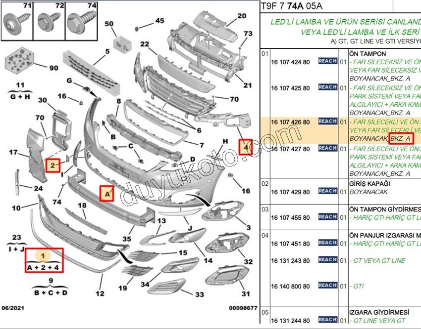 Ön Tampon P3082 LED FARLI+ PANJUR+ FAR YIKAMA+