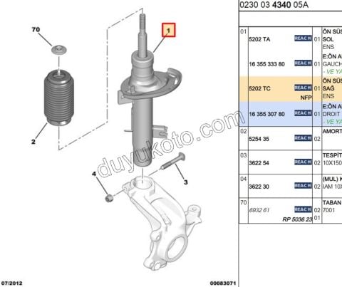 Ön Sağ Amortisör C31 C2 47MM DV44