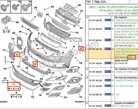 Ön Tampon P3082 LED FARLI+ PANJUR+ FAR YIKAMA+ OTO PARK+