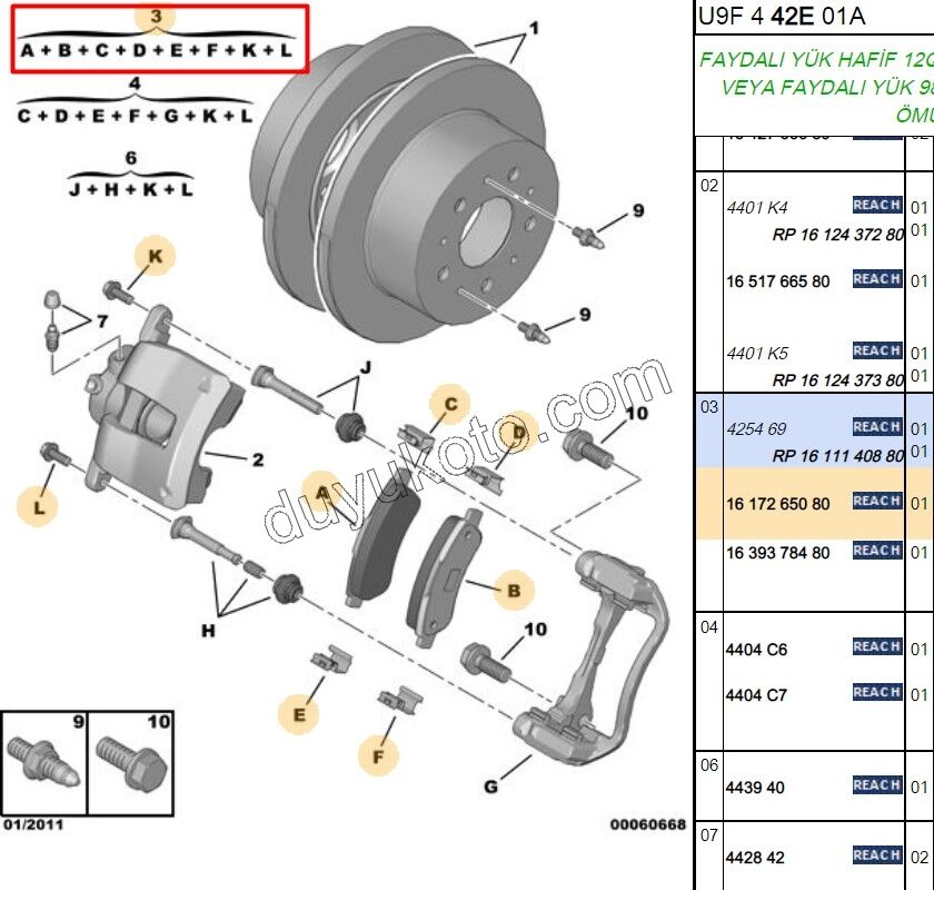 Fren Balatası Arka Tk BXR3