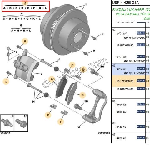 Fren Balatası Arka Tk BXR3