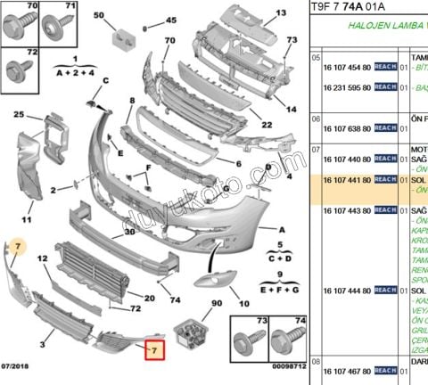 IZGARA ON TAMPON ALT KOSE L P3082 SIYAH ACTIVE MODEL
