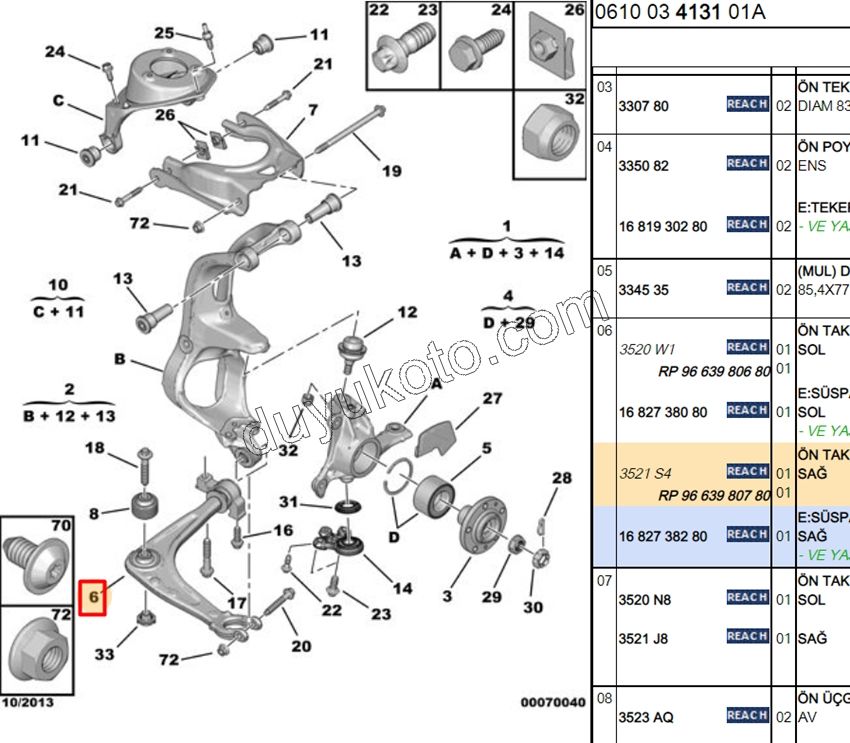Salıncak Sağ C53 1.6HDİ Euro4 2008/2011 KUCUK BURC EURO4