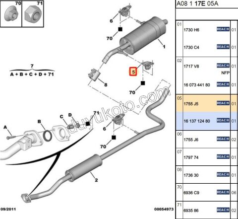 LASTIK EGZOZ P1007 C2 C31 C32 DS3