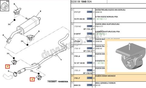 LASTIK EGZOZ BORU X 2AD C31 1.4HDİ Euro4 02/11