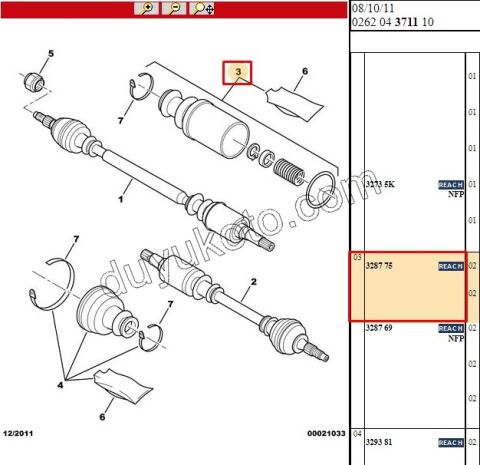 Aks Mili İç Körüğü (Şanzıman Tarafı)   SACLI P106 62MM