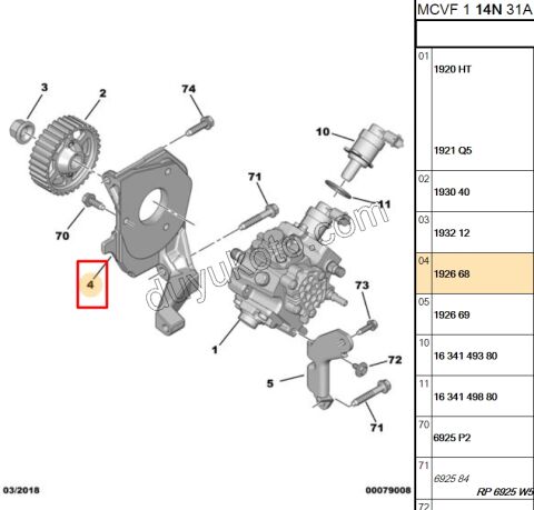 AYAK MAZOT POMPA BAGLANTI 1.4HDİ Euro4 02/11