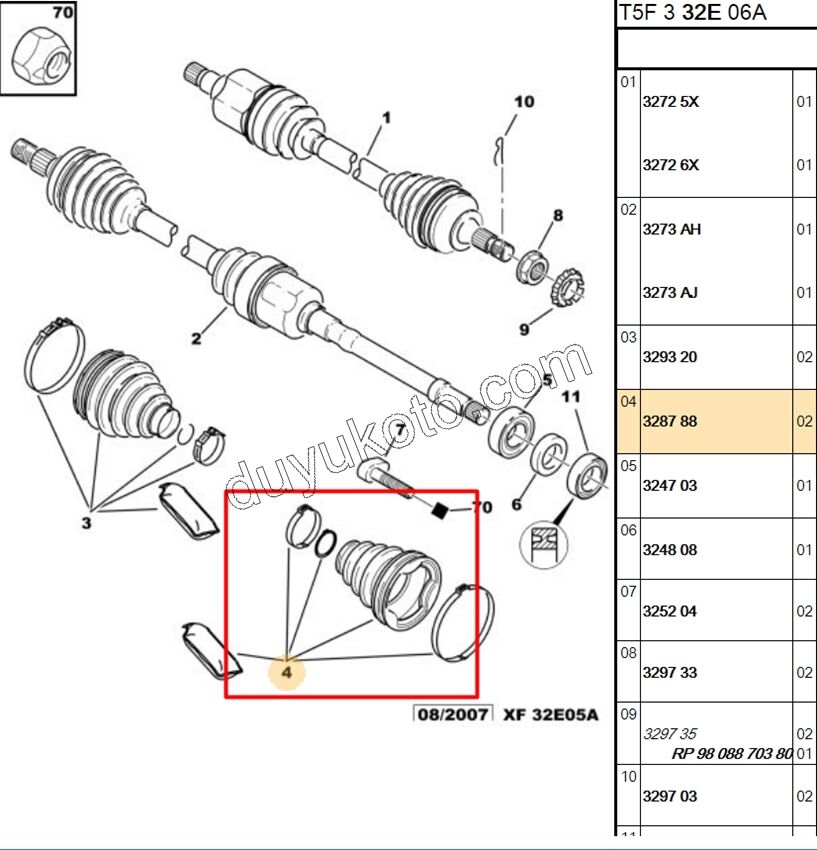 Aks Mili Sağ İç Körüğü (Şanzıman Tarafı)