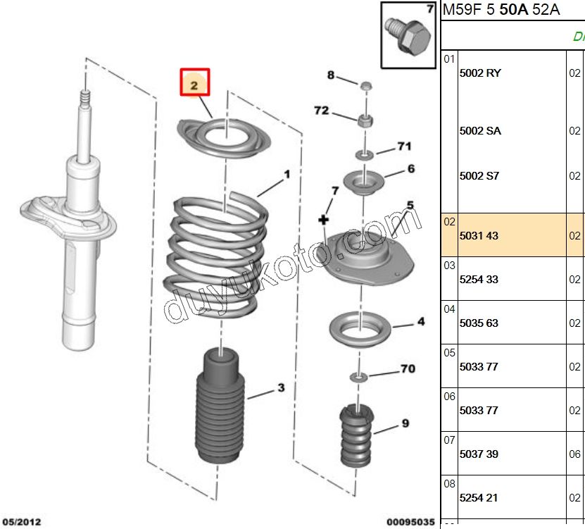Ön Helezon Üst Çanak (Sac) PRT1 PRT2 P206