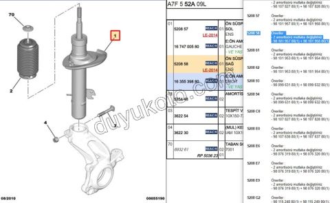 Ön Sağ Amortisör P207 1.4HDİ Euro4 02/11 47MM