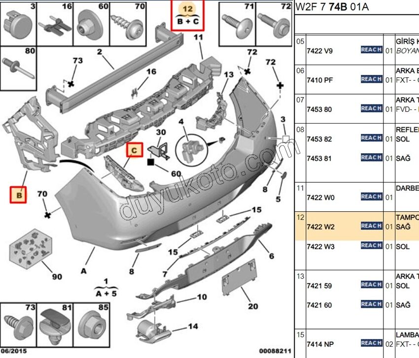 AYAK ARKA TAMPON KOSE YAN R P5081