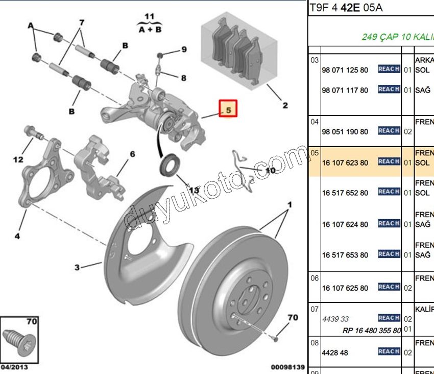 Fren Silindiri Arka Sol P3082