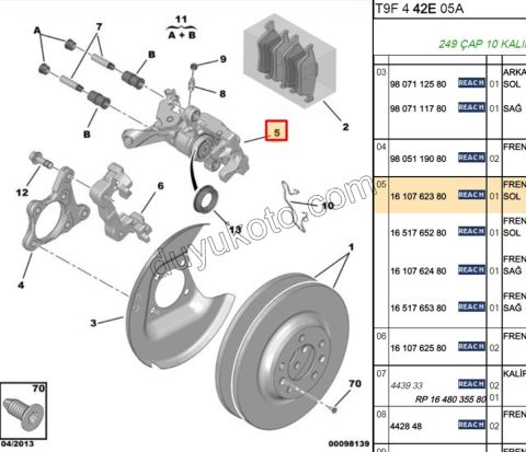 Fren Silindiri Arka Sol P3082