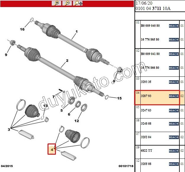 Aks Mili İç Körüğü (Şanzıman Tarafı) Lale Tip  TIP TU3JP TU3A ET3J4 1.4HDİ Euro4 02/11 P206