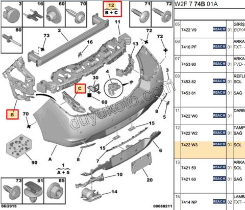 AYAK ARKA TAMPON KOSE YAN L P5081