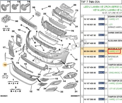 IZGARA ON TAMPON PLAKA ALTI P3082