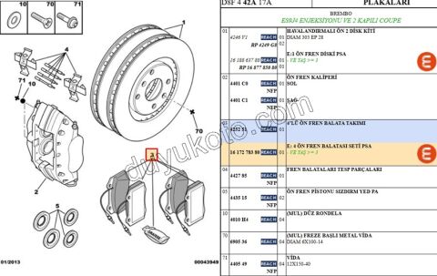 Fren Balatası Ön P406 2.2 ES9J4 DW12