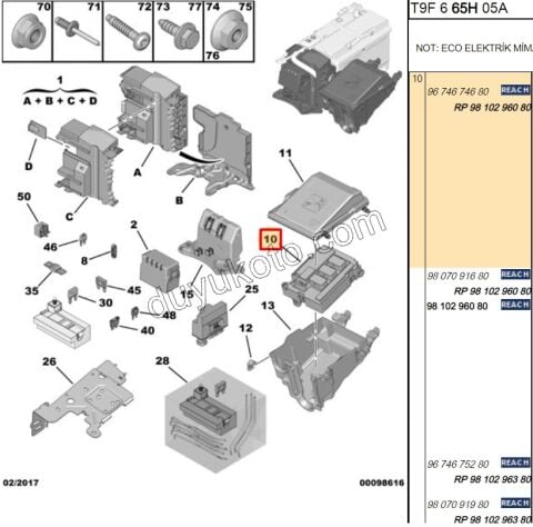 Motor İçi Sigorta Kutusu P3082 C42