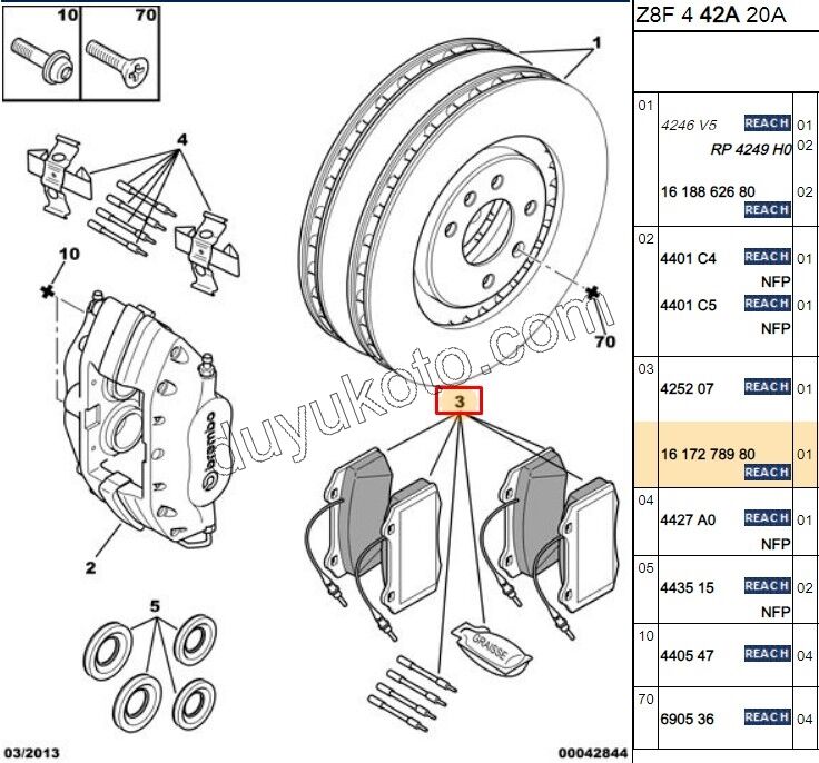 Fren Balatası Ön P607 3.0 V6 Benzinli 3000cc