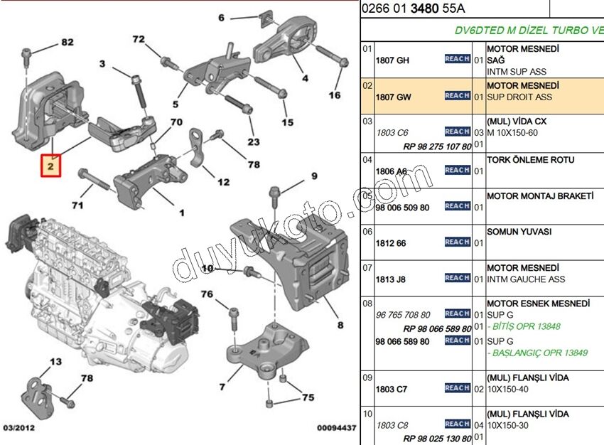 TAKOZ MOTOR UST R 1.6HDİ Euro4 P207 P2081 P301 P20081