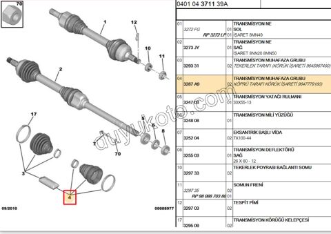 Aks Mili Sağ İç Körüğü (Şanzıman Tarafı)