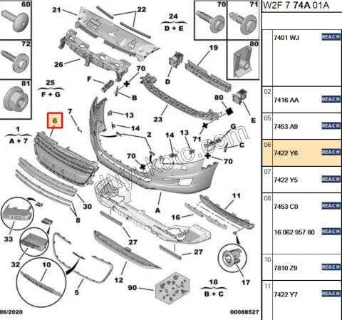 Ön Tampon Izgarası Orta P5081 SIYAH Kromsuz