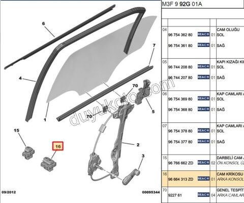 Arka Cam Açma Anahtarı P301 2LI 8PIN