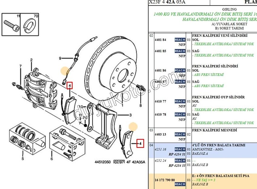 Fren Balatası Ön BXR 14Q