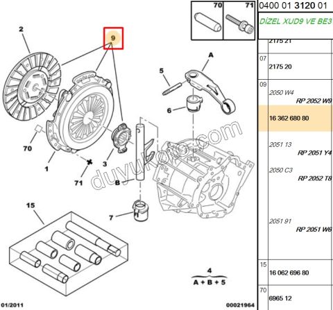 DEBRIYAJ SET PRT1 1.9D,E.M 97/98 ERP YRL