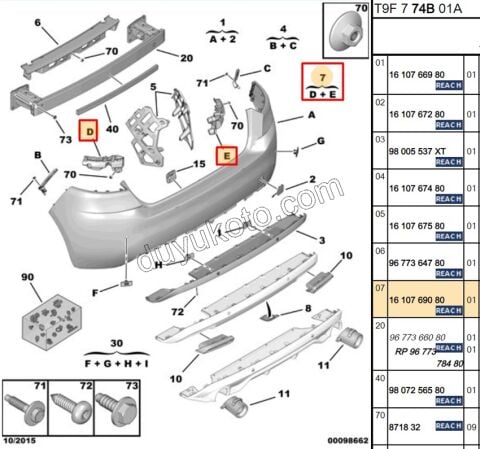 AYAK ARKA TAMPON YAN UST BUYUK TK P3082 STOP ALTI