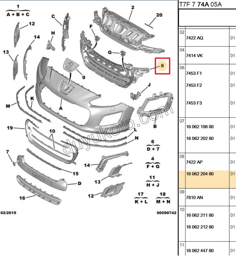 IZGARA ON TAMPON ORTA P3081MQ 2012> PARK SENSOR+