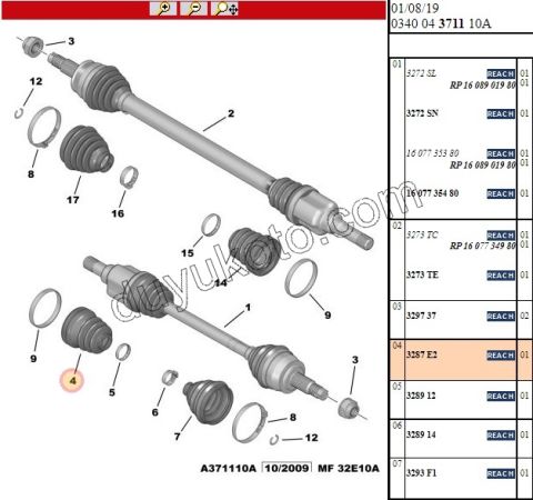 Aks Mili Sol İç Körüğü (Şanzıman Tarafı)   PBP