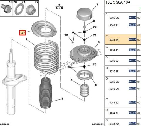 Ön Helezon Üst Çanak (Sac) PRT1 PRT2 P206 P206+