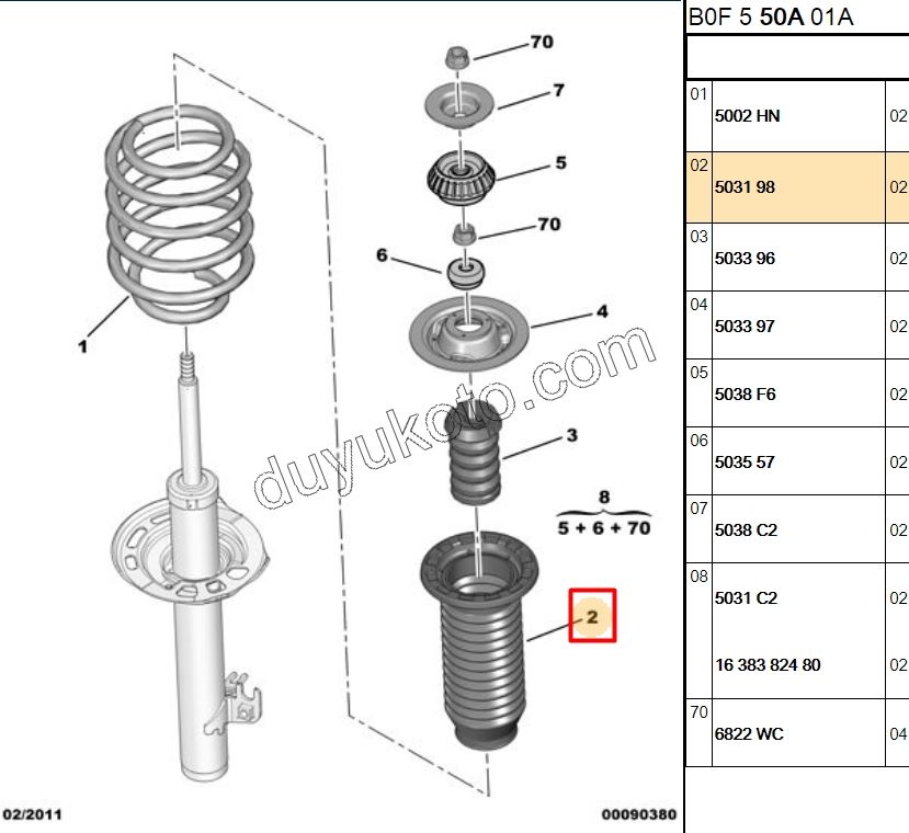Ön Amortisör Toz Körüğü P107 C1