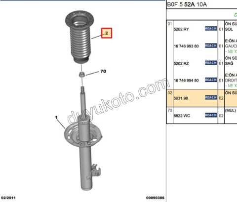 Ön Amortisör Toz Körüğü P107 C1