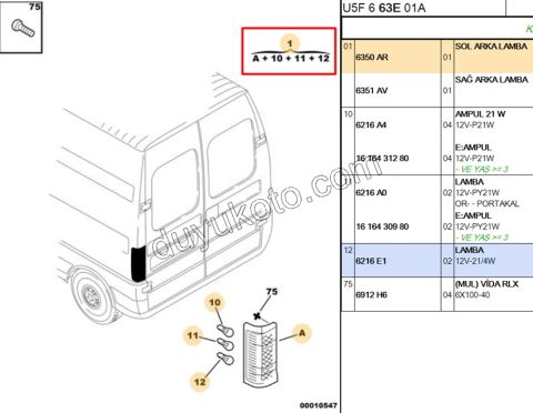 Peugeot Boxer Citroen Jumper Fiat Ducato Stop Lambası Sol 2004/2006