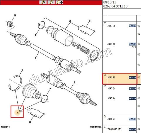 Aks Mili Dış Körüğü (Teker Tarafı)   UFAK P106 P205