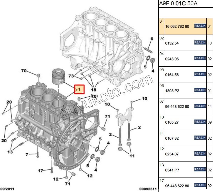 BLOK MOTOR + PISTON 1.4HDİ Euro5 12/16 FRD
