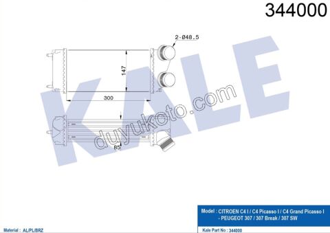 RADYATOR TURBO P3071 C41 C4PC 1.6HDİ Euro4 2 UST CIKIS